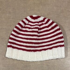 Women's Striped Red and White Beanie